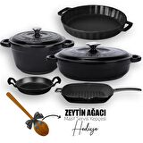 Lava 5X New Heritage 7 Parça Tencere Tava Seti Siyah