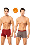 Looksense Erkek Dude 2 li Düz ve Desenli Likralı Boxer 1402 