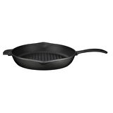 Lava Döküm Yuvarlak Izgara Tava, Metal Saplı, Taban Konkav 12mm. Çap(Ø)28cm.