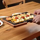 Lava Döküm Ahşap Altlıklı Sıcak Servis Plaka 22x33 cm
