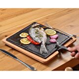 Lava Döküm Ahşap ve Döküm Demir Hot Plate Servis Tahtası. Ölçü 25x25cm.