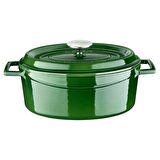 Lava Döküm Oval Tencere 21x27 cm, Majolica Yeşil