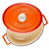 Lava Döküm Oval Tencere 23x29 cm, İç Krem, Turuncu