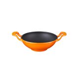 Lava Döküm Wok Tava Metal Kulplu Çap(Ø)16cm. Turuncu