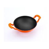 Lava Döküm Wok Tava Metal Kulplu Çap(Ø)16cm. Turuncu