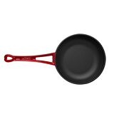 Lava Döküm Kızartma Tavası, Metal Saplı. Çap(Ø)24cm.  - Kırmızı