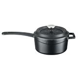 Lava Döküm Yuvarlak Sos Tenceresi Metal Saplı Çap(Ø16 cm, İç Krem, Mat Siyah