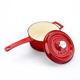 Lava Döküm Yuvarlak Sos Tenceresi Metal Saplı Çap(Ø16 cm, İç Krem, Kırmızı