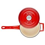 Lava Döküm Yuvarlak Sos Tenceresi Metal Saplı Çap(Ø16 cm, İç Krem, Kırmızı