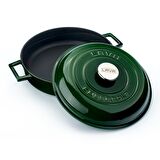 Lava Döküm Çok Amaçlı Kubbe Form Kapaklı Yayvan Tencere Çap(Ø) 28cm Majolica Yeşil