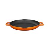 Lava Döküm Yuvarlak Kızartma Tavası, Metal Kulplu. Çap(Ø)26cm.  - Turuncu