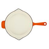 Lava Döküm Yuvarlak Kızartma Tavası, Metal Saplı Çap(Ø) 28 cm, İç Krem, Turuncu