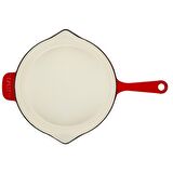 Lava Döküm Yuvarlak Kızartma Tavası, Metal Saplı Çap(Ø) 28 cm, İç Krem, Kırmızı