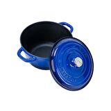 Lava Döküm Yuvarlak Tencere Döküm Demir Kapak  New Heritage Serisi Çap(Ø)22cm - Mavi