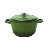 Lava Döküm Yuvarlak Tencere Döküm Demir Kapak New Heritage Serisi Çap(Ø)24cm. - Yeşil