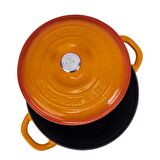 Lava Döküm Yuvarlak Tencere Döküm Demir Kapak New Heritage Serisi Çap(Ø)26cm. - Turuncu