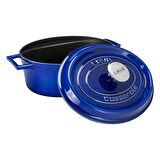 Lava Döküm Oval Tencere 23x29 cm, Majolica Mavi