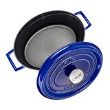 Lava Döküm Oval Tencere 23x29 cm, Majolica Mavi