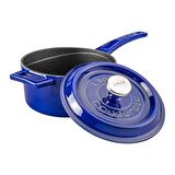 Lava Döküm Yuvarlak Sos Tenceresi Metal Saplı Çap(Ø16 cm, Majolica Mavi