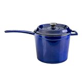 Lava Döküm Yuvarlak Sos Tenceresi Metal Saplı Çap(Ø18 cm, Majolica Mavi
