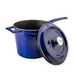 Lava Döküm Yuvarlak Sos Tenceresi Metal Saplı Çap(Ø18 cm, Majolica Mavi
