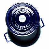 Lava Döküm Çok Amaçlı Yayvan Tencere Döküm Demir Yekpare Kulplu Premium Serisi Çap(Ø)28cm. - Majolica Mavi
