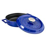 Lava Döküm Çok Amaçlı Yayvan Tencere Döküm Demir Yekpare Kulplu Premium Serisi Çap(Ø)28cm. - Majolica Mavi