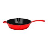 Lava Döküm Yuvarlak Kızartma Tavası, Metal Saplı. Çap(Ø)24cm - Kırmızı