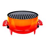 Lava Döküm Mangal Izgara Set Döküm Demir Ø 36cm - Turuncu