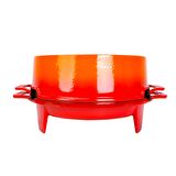 Lava Döküm Mangal Izgara Set Döküm Demir Ø 36cm - Turuncu