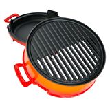 Lava Döküm Mangal Izgara Set Döküm Demir Ø 36cm - Turuncu