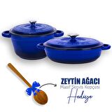 Lava 2X New Heritage 4 Parça Tencere Tava Seti Mavi