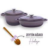 Lava 2X New Heritage 4 Parça Tencere Tava Seti Mor