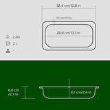 Lava Döküm Dikdörtgen 1/3 Gastronomi Küvet Ölçü 32x17cm.