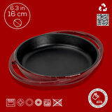 Lava Döküm Yuvarlak Sahan Döküm Demir Yekpare Çift Kulplu Çap(Ø)16cm.-Bordo