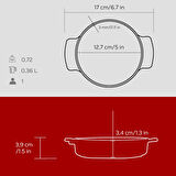 Lava Döküm Yuvarlak Güveç Kabı Döküm Demir Yekpare Çift Kulplu Çap(Ø)14cm.-Bordo