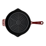 Lava Döküm Yuvarlak Izgara Tava Döküm Demir Yekpare Saplı Radyal Dokulu İç Yüzey Çap(Ø)28cm.-Bordo