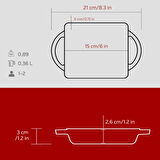 Lava Döküm Dikdörtgen Sahan Döküm Demir Yekpare Çift Kulplu Kayın Servis Ahşabı Ölçü 12x15cm.-Bordo