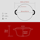 Lava Döküm Yuvarlak Tencere Döküm Demir Kapak New Heritage Serisi Çap(Ø)26cm.-Bordo