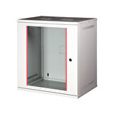 LANDE - 12U 19" Cam Kapaklı Duvar Tipi Rack Kabinet – Genişlik: 544 mm | Derinlik: 400 mm – Açık Gri (Demonte)