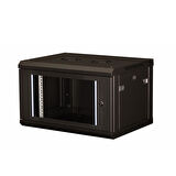 LANDE - 6U 19" Duvar Tipi Rack Kabinet – Genişlik: 600 mm | Derinlik: 450 mm – Siyah (Demonte)