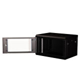 LANDE - 6U 19" Duvar Tipi Rack Kabinet – Genişlik: 600 mm | Derinlik: 450 mm – Siyah (Demonte)