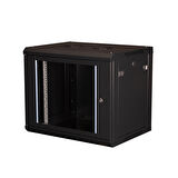 LANDE - 9U 19" Duvar Tipi Rack Kabinet – Genişlik: 600 mm | Derinlik: 450 mm – Siyah (Demonte)