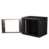 LANDE - 9U 19" Duvar Tipi Rack Kabinet – Genişlik: 600 mm | Derinlik: 450 mm – Siyah (Demonte)