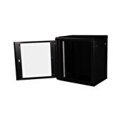 LANDE - 12U 19" Duvar Tipi Rack Kabinet – Genişlik: 600 mm | Derinlik: 600 mm – Siyah (Demonte)