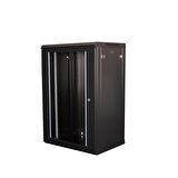 LANDE - 18U 19" Duvar Tipi Rack Kabinet – Genişlik: 600 mm | Derinlik: 450 mm – Siyah