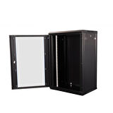 LANDE - 18U 19" Duvar Tipi Rack Kabinet – Genişlik: 600 mm | Derinlik: 450 mm – Siyah