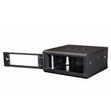 LANDE - 4U 19" Duvar Tipi Rack Kabinet – Genişlik: 600 mm | Derinlik: 600 mm – Siyah