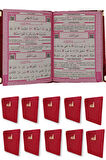 Kadife Kaplı Yasin Kitabı Çanta Boy 12 cm x 17 cm 80 Sayfa 10 Adet Bordo Renk
