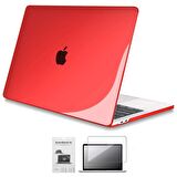 Apple 13" Macbook Pro A2338 M1 Kristal Kırmızı Koruyucu + Ekran Filmi